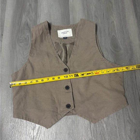 American Eagle Brown Button Front Vest Sleeveless Tailored Crop Top Women’s XL - Picture 8 of 9